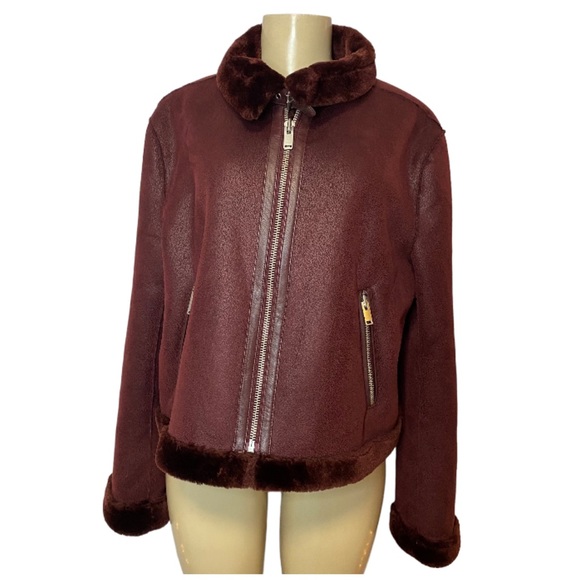 Anthropologie by Ettitwa Faux Suede Faux Fur Jacket Size Large - Picture 2 of 6